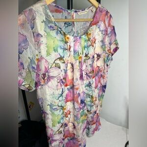 NWT Soft Surroundings Coastal Breeze Watercolor Top
